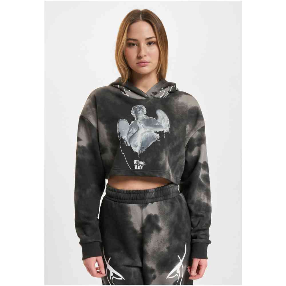 Thug Life - Sky Crop Hoodie - Zwart/Grijs